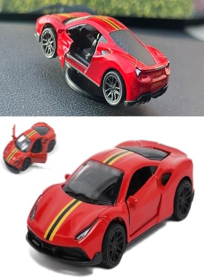 AUTO MT سيارة AUTO MT حمراء صغيرة نموذجية للانجراف مع قاعدة لاصقة ذاتية، مصنوعة من سبيكة معدنية، لتزيين لوحة القيادة بحرف أولي، نموذج سيارة رياضية صغيرة للزينة، متعددة الاستخدامات - Image 4